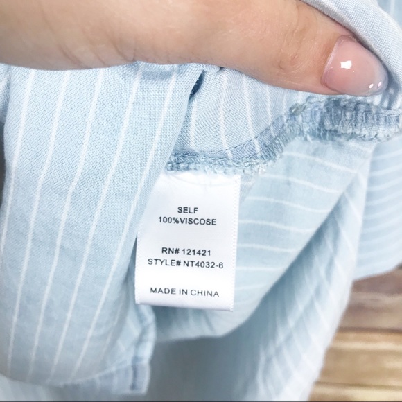 denim by Ellison | NWT Striped chambray Blouse - Picture 6 of 7